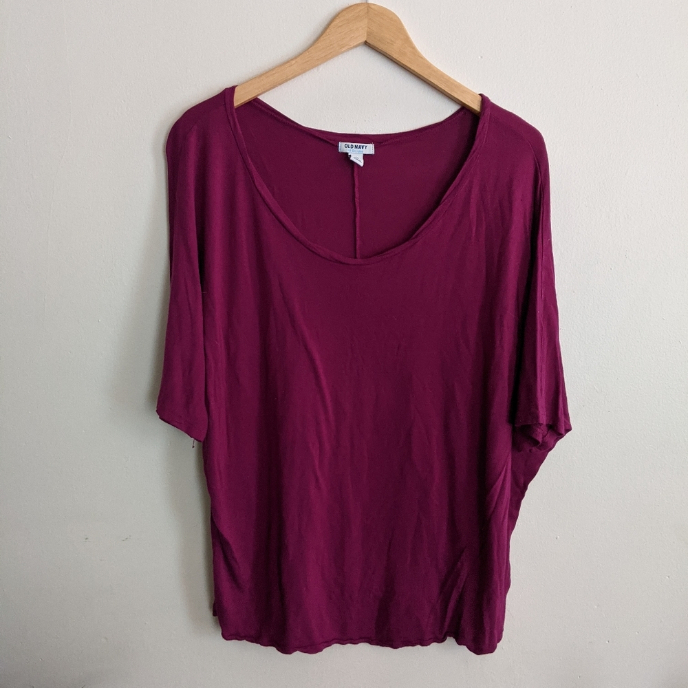 Wine Batwing Top
